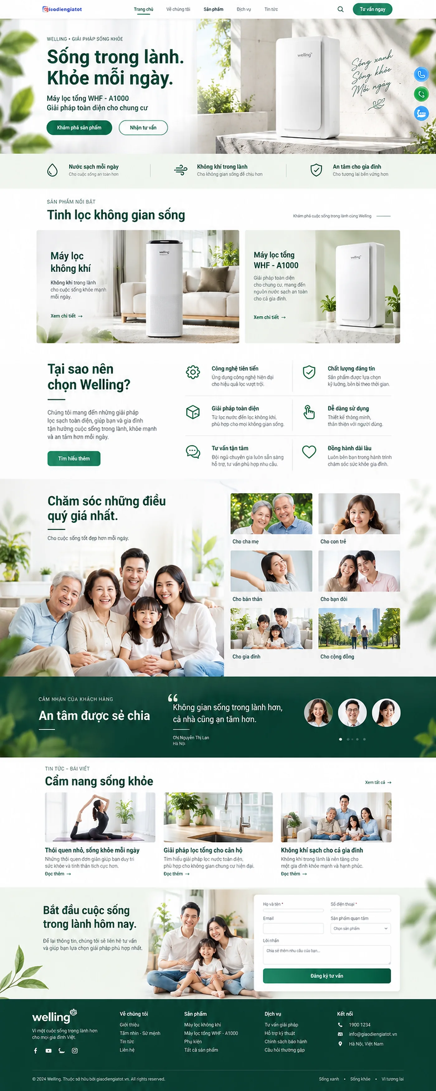 Giao Diện Độc Bản Website Máy lọc không khí, lọc nước tổng – AI-CN16