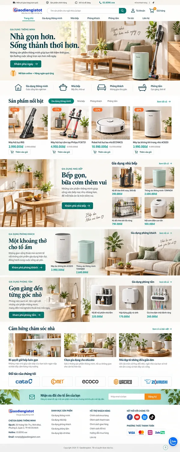 Giao Diện Độc Bản Website Gia dụng thông minh cho căn hộ – AI-CN17