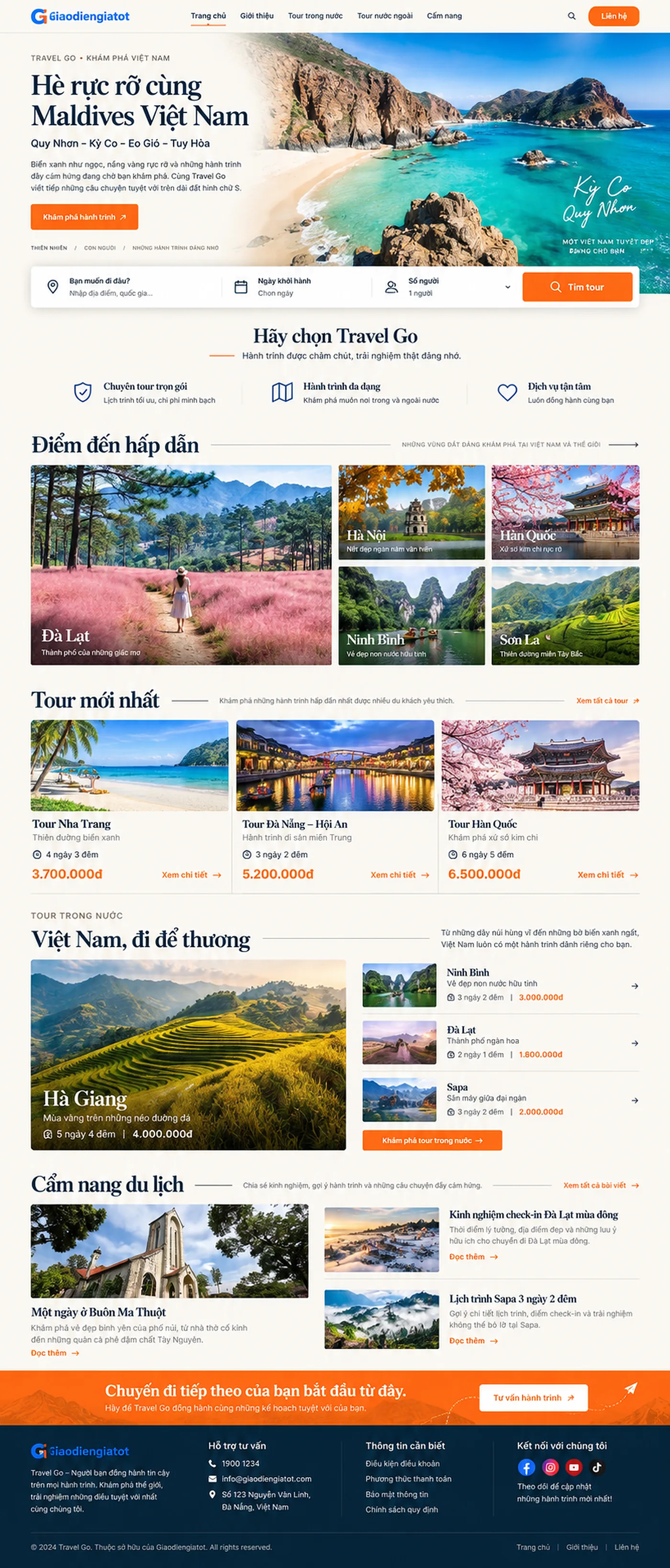 Giao Diện Độc Bản Website Công ty tour trong nước và nước ngoài – AI-DL04