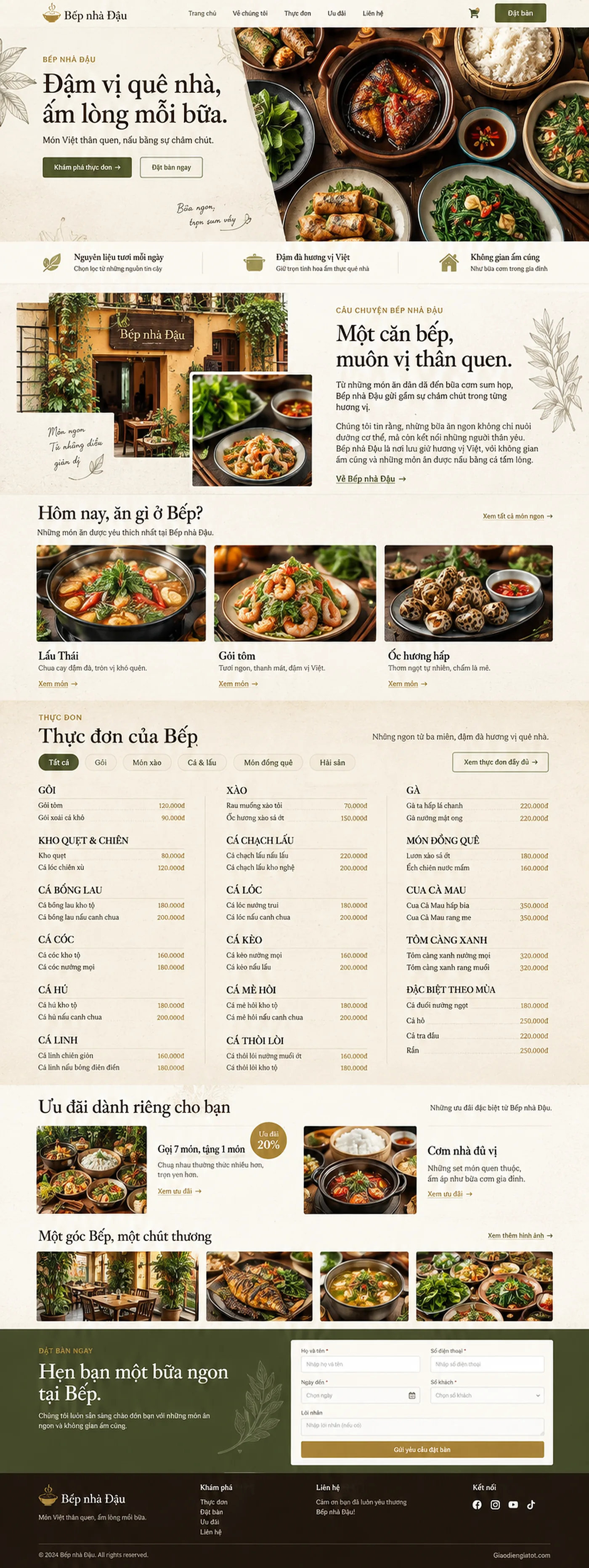 Giao Diện Độc Bản Website Nhà hàng món Việt, cơm gia đình – AI-DL06