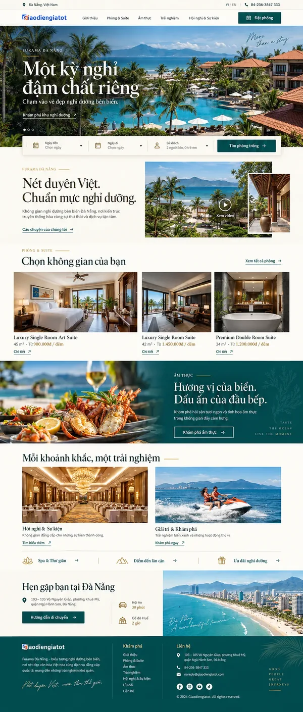 Giao Diện Độc Bản Website Khu nghỉ dưỡng ven biển – AI-DL07