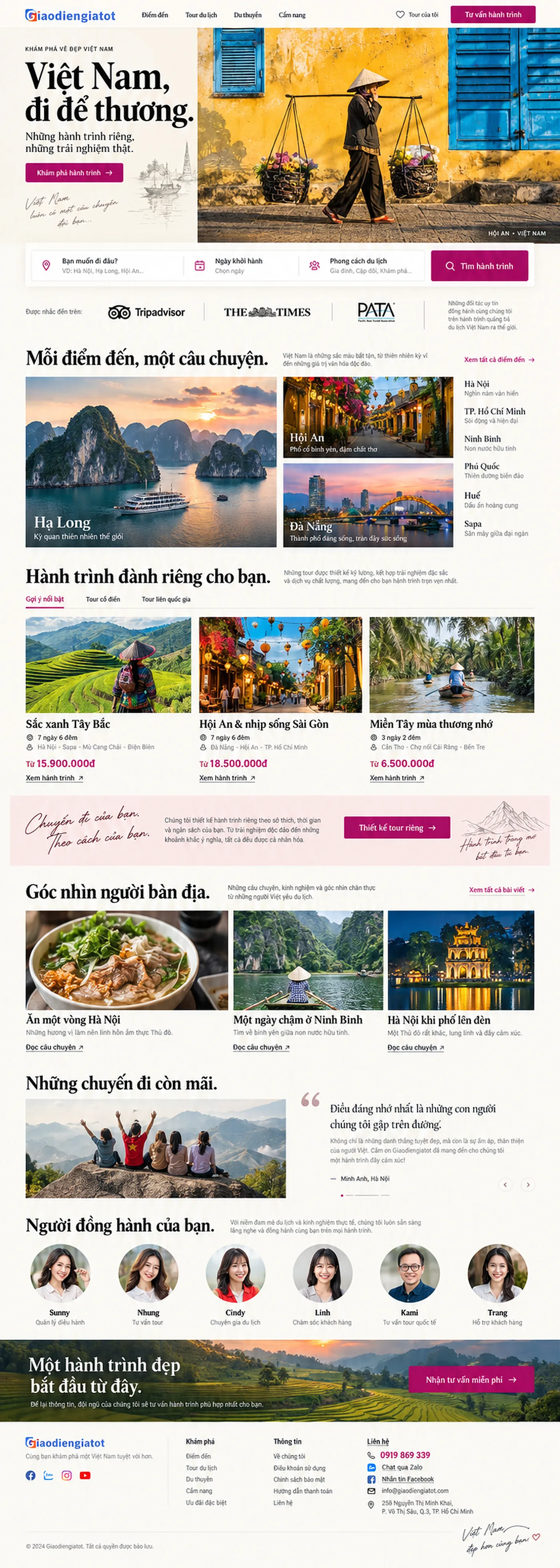 Giao Diện Độc Bản Website Du lịch trải nghiệm Việt Nam – AI-DL11