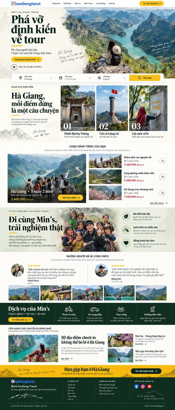 Giao Diện Độc Bản Website Tour địa phương, người bản địa dẫn đường – AI-DL12