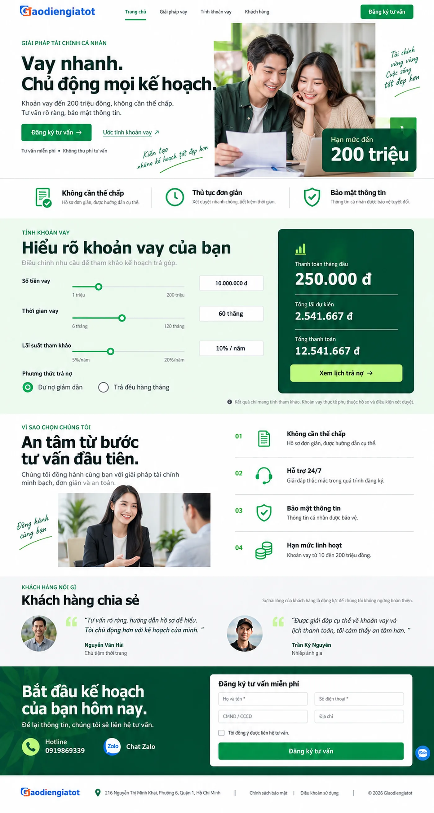 Giao Diện Độc Bản Website Vay vốn, tài chính cá nhân – AI-DN01
