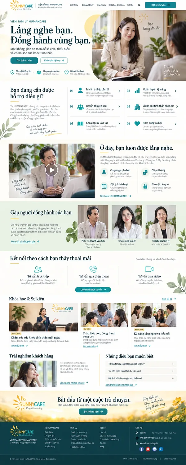 Giao Diện Độc Bản Website Viện tâm lý, trị liệu tinh thần – AI-DN05