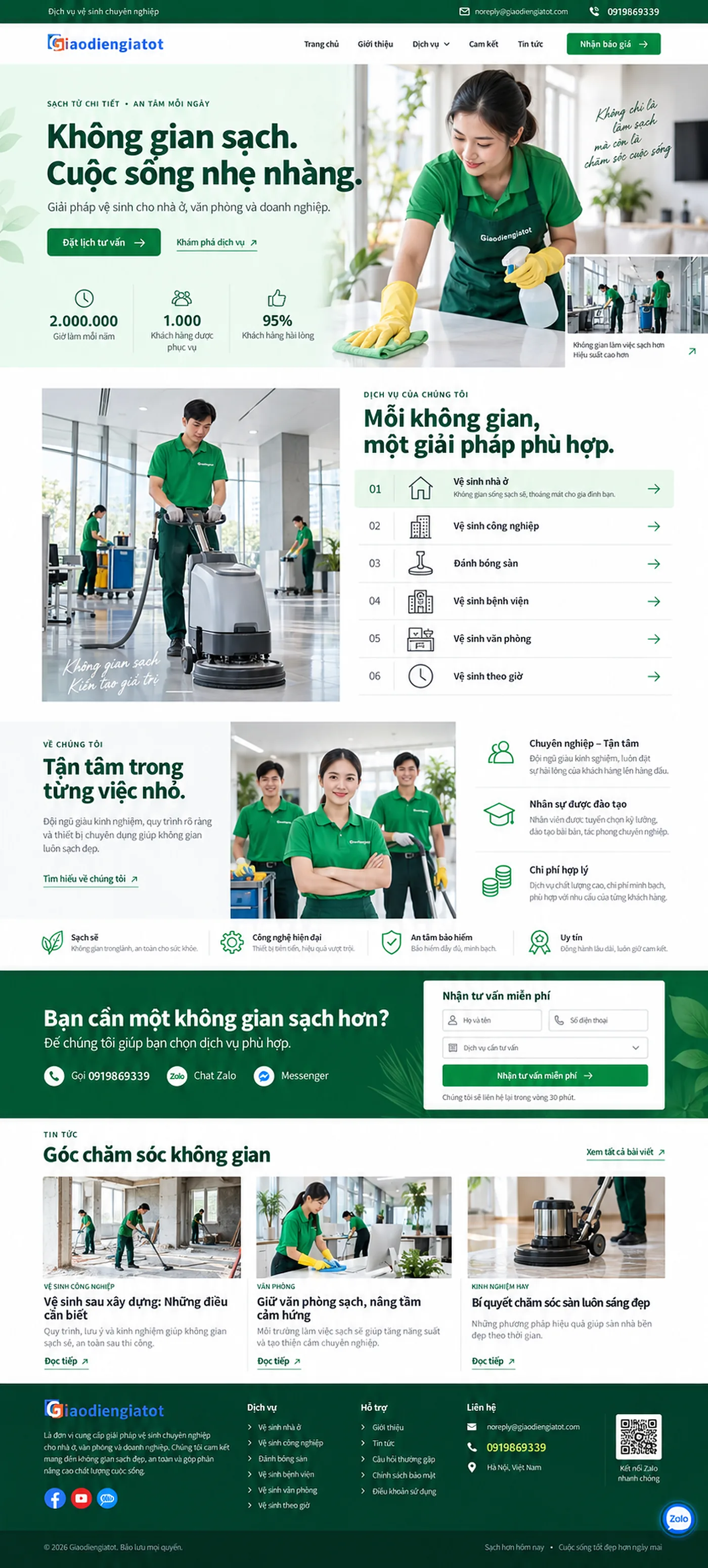 Giao Diện Độc Bản Website Dịch vụ vệ sinh công nghiệp – AI-DN06