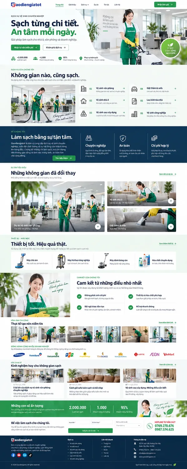 Giao Diện Độc Bản Website Vệ sinh nhà ở, văn phòng – AI-DN07