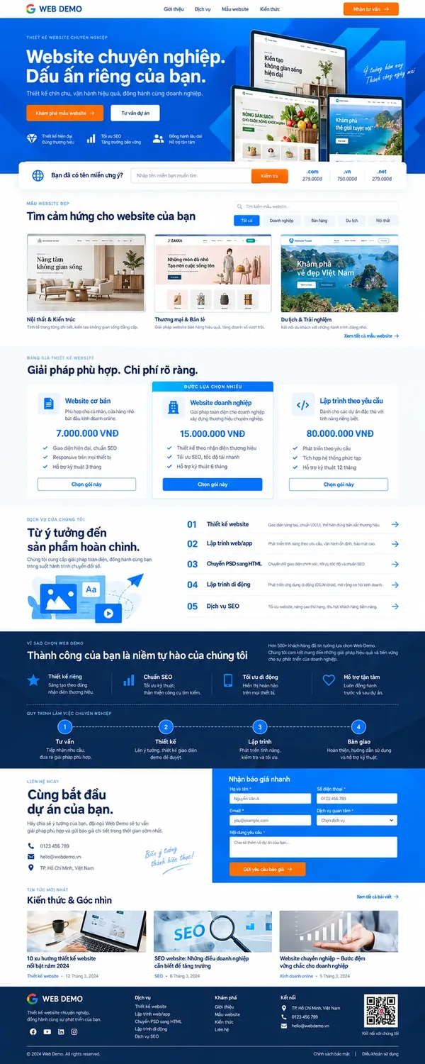 Giao Diện Độc Bản Website Dịch vụ thiết kế web có bảng giá – AI-DN20