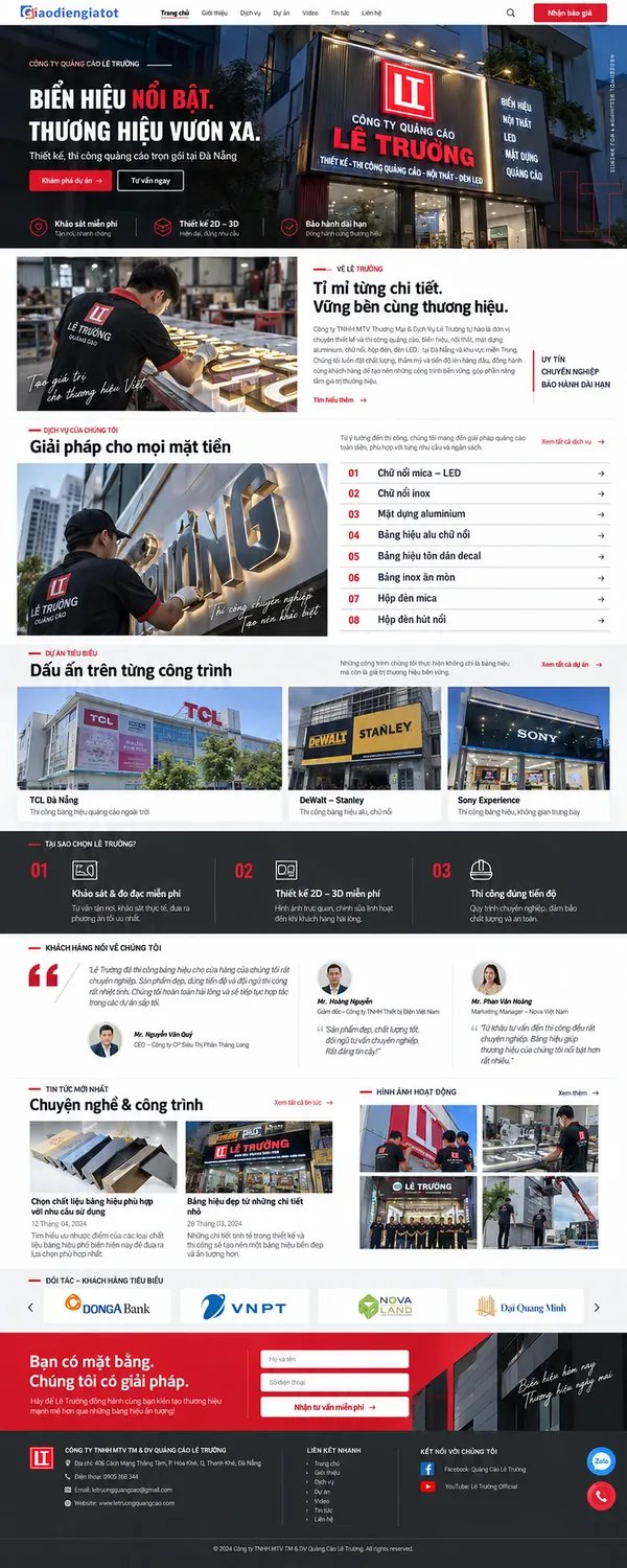 Giao Diện Độc Bản Website Quảng cáo, thi công biển hiệu – AI-DN21