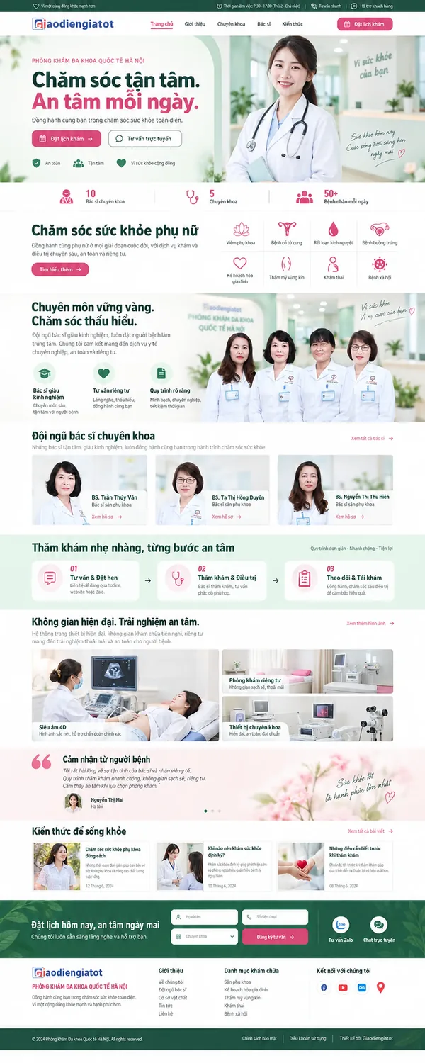 Giao Diện Độc Bản Website Phòng khám đa khoa quốc tế – AI-DN22