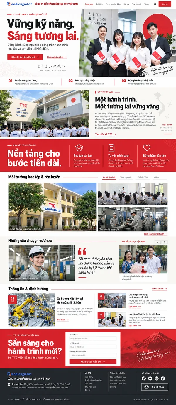 Giao Diện Độc Bản Website Xuất khẩu lao động, du học Nhật – AI-GD01