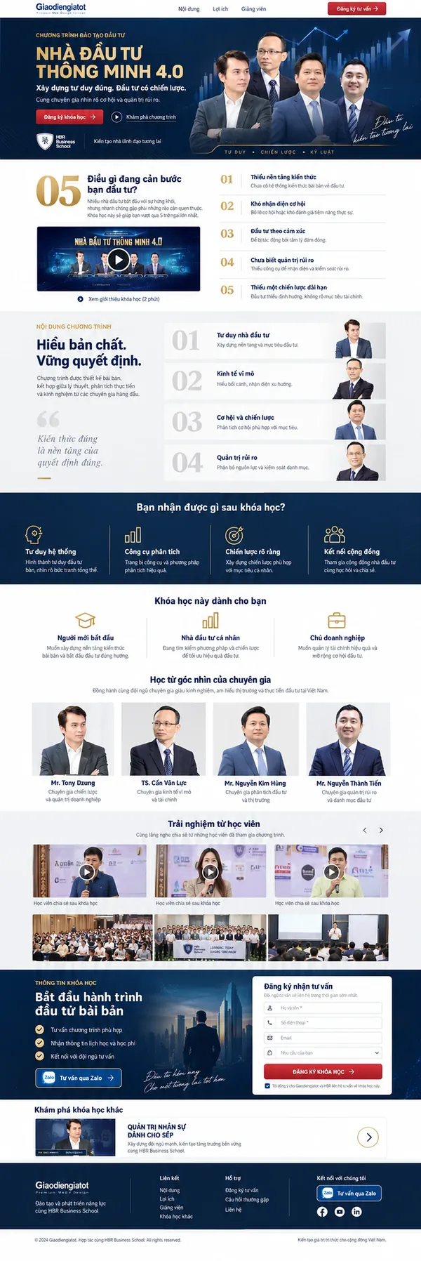 Giao Diện Độc Bản Website Khoá học đầu tư tài chính – AI-GD03