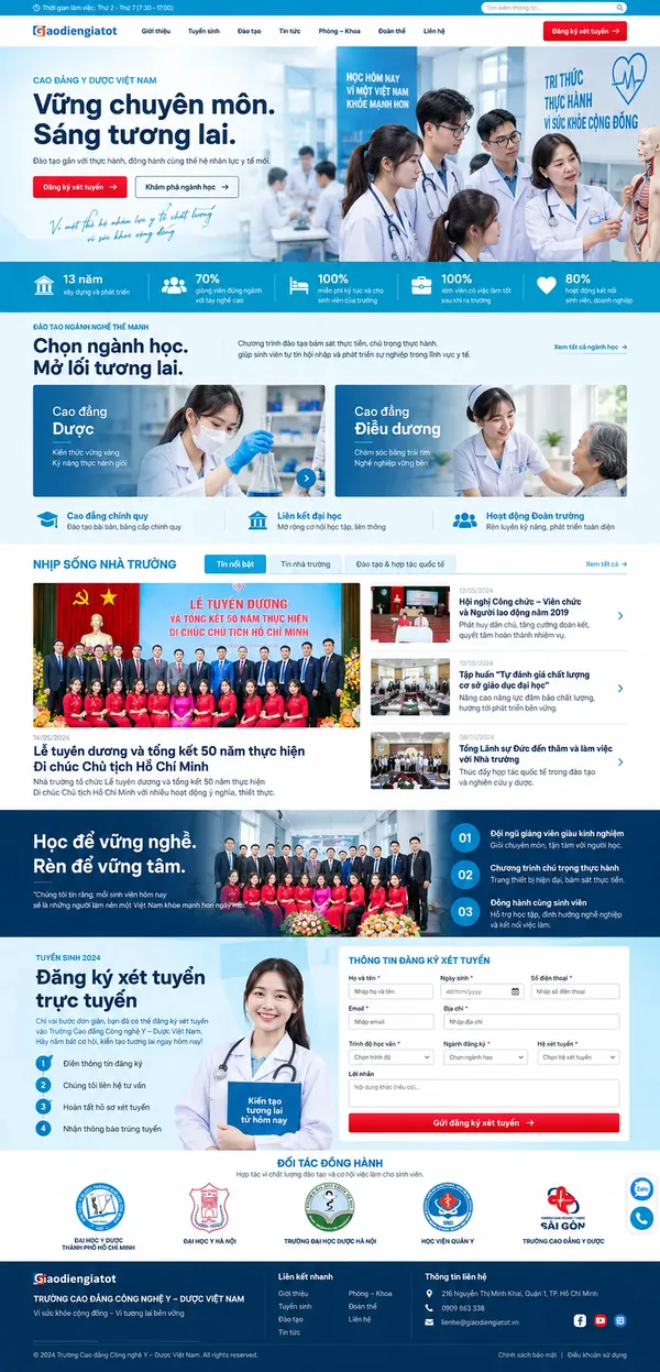 Giao Diện Độc Bản Website Trường cao đẳng, tuyển sinh – AI-GD05