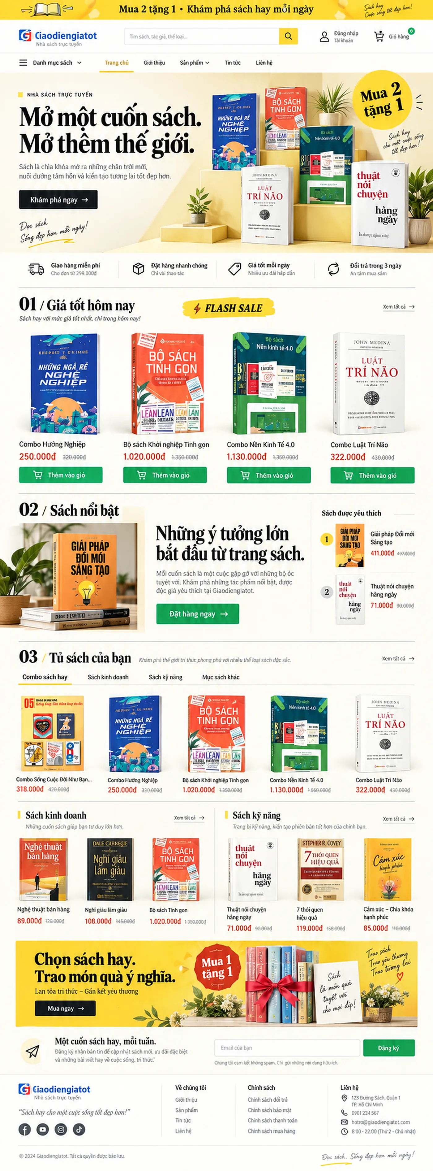 Giao Diện Độc Bản Website Nhà sách trực tuyến – AI-KH06
