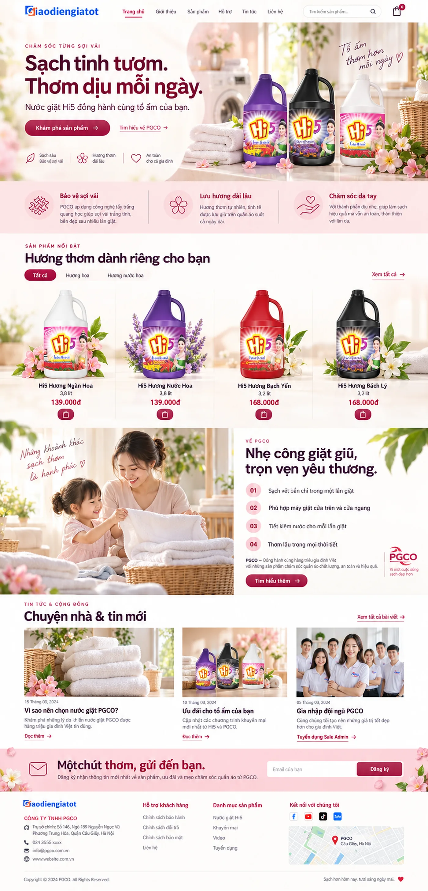 Giao Diện Độc Bản Website Nước giặt, chăm sóc quần áo – AI-KH09