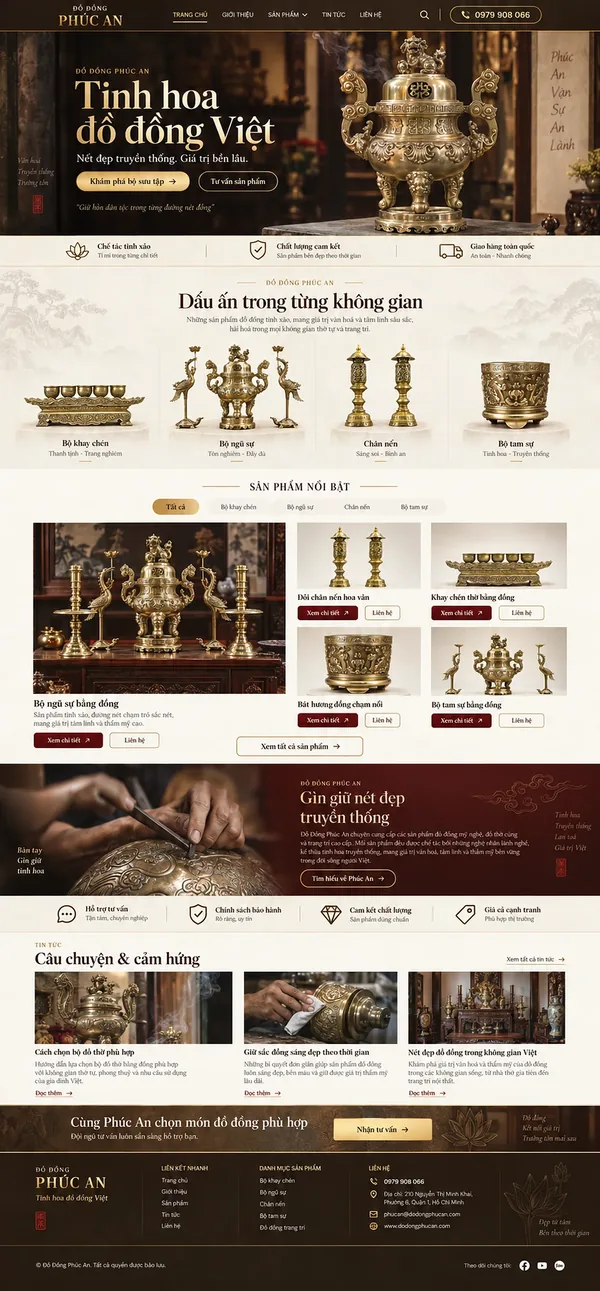 Giao Diện Độc Bản Website Đồ đồng thờ cúng, đồ thủ công – AI-KH11