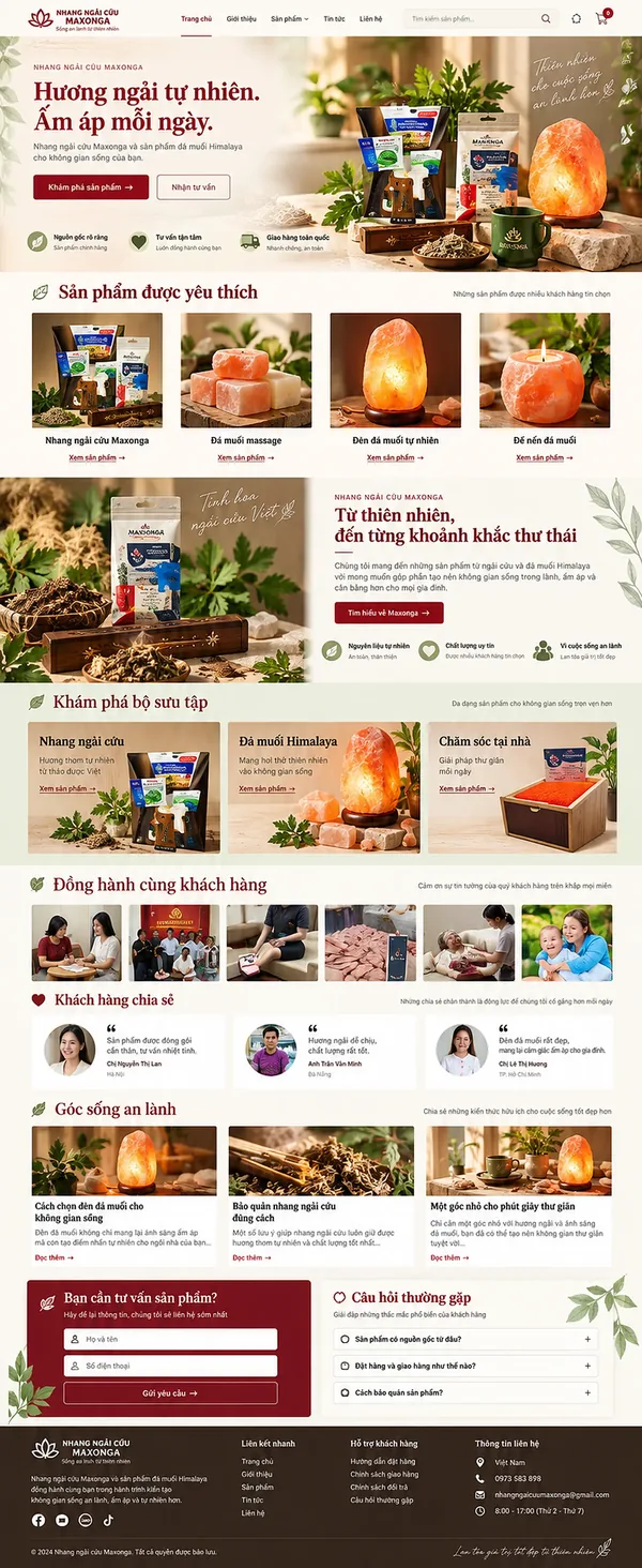 Giao Diện Độc Bản Website Nhang ngải cứu, đá muối Himalaya – AI-KH13