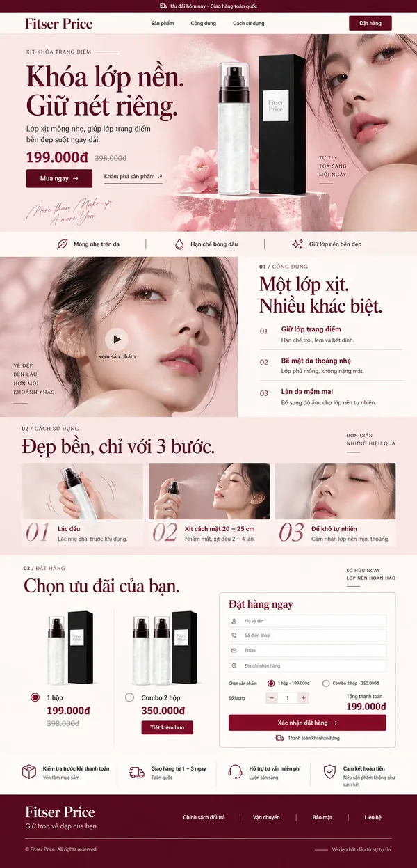 Giao Diện Độc Bản Website Mỹ phẩm một sản phẩm chủ lực – AI-MP01