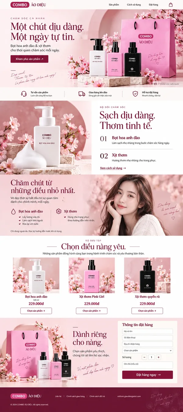Giao Diện Độc Bản Website Chăm sóc cá nhân theo combo – AI-MP03