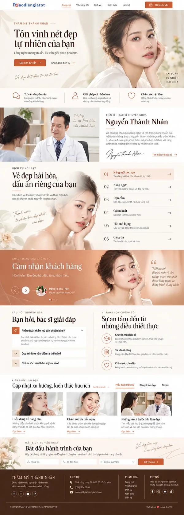 Giao Diện Độc Bản Website Thẩm mỹ viện, bác sĩ chuyên khoa – AI-MP04