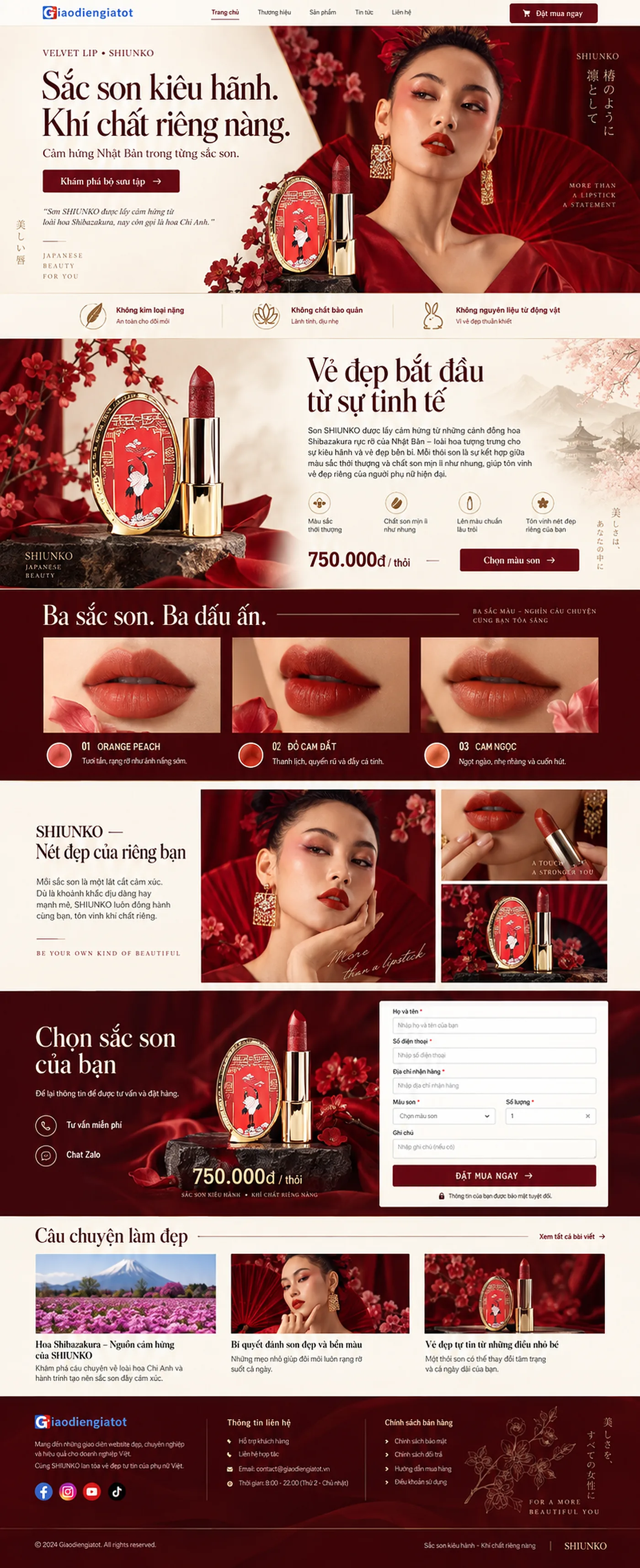 Giao Diện Độc Bản Website Son môi, bộ sưu tập màu – AI-MP05