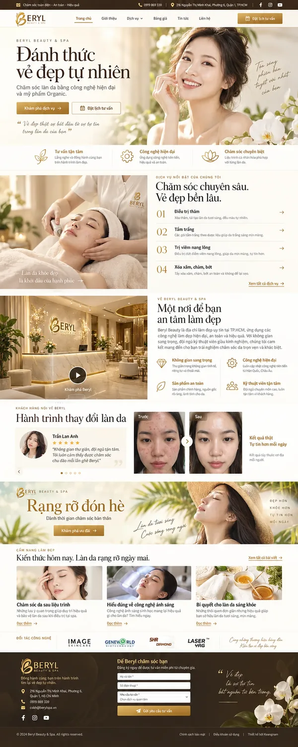 Giao Diện Độc Bản Website Spa chăm sóc da và làm đẹp – AI-MP09