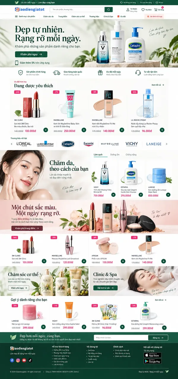 Giao Diện Độc Bản Website Sàn mỹ phẩm đa thương hiệu – AI-MP10