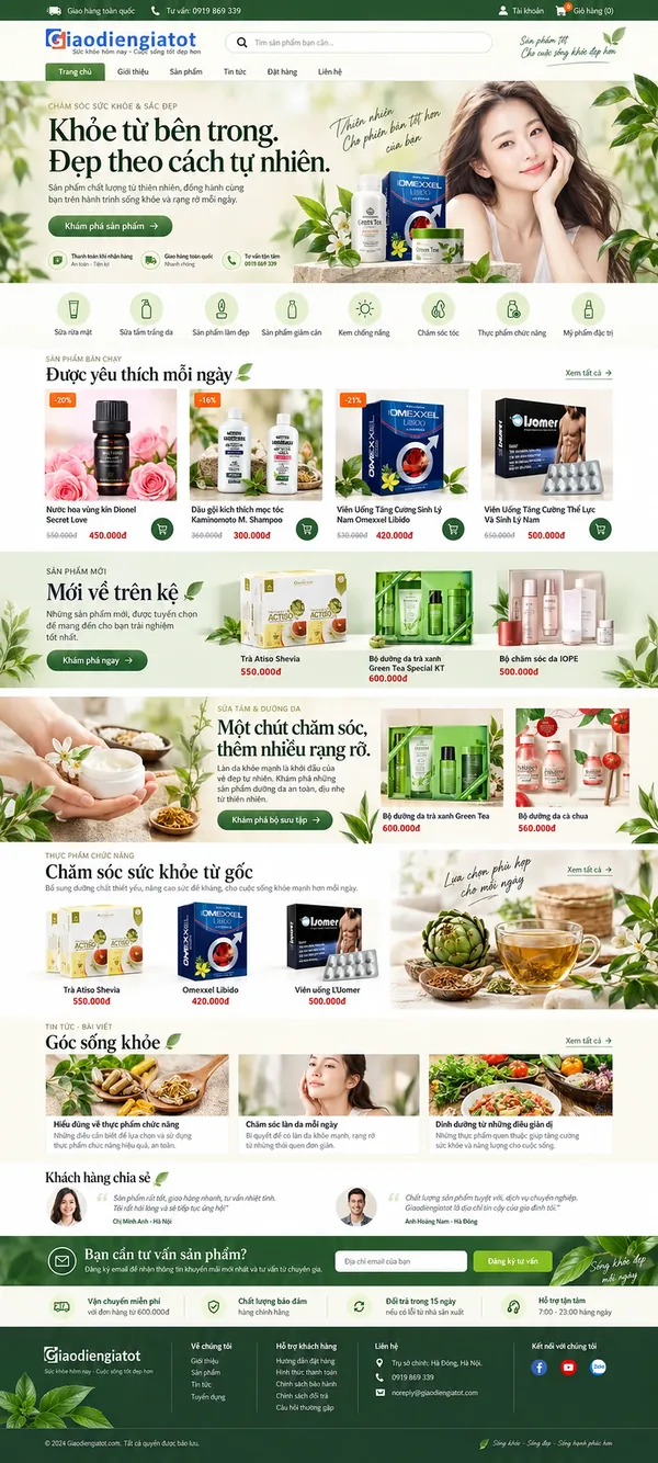 Giao Diện Độc Bản Website Shop chăm sóc sức khoẻ và sắc đẹp – AI-MP13
