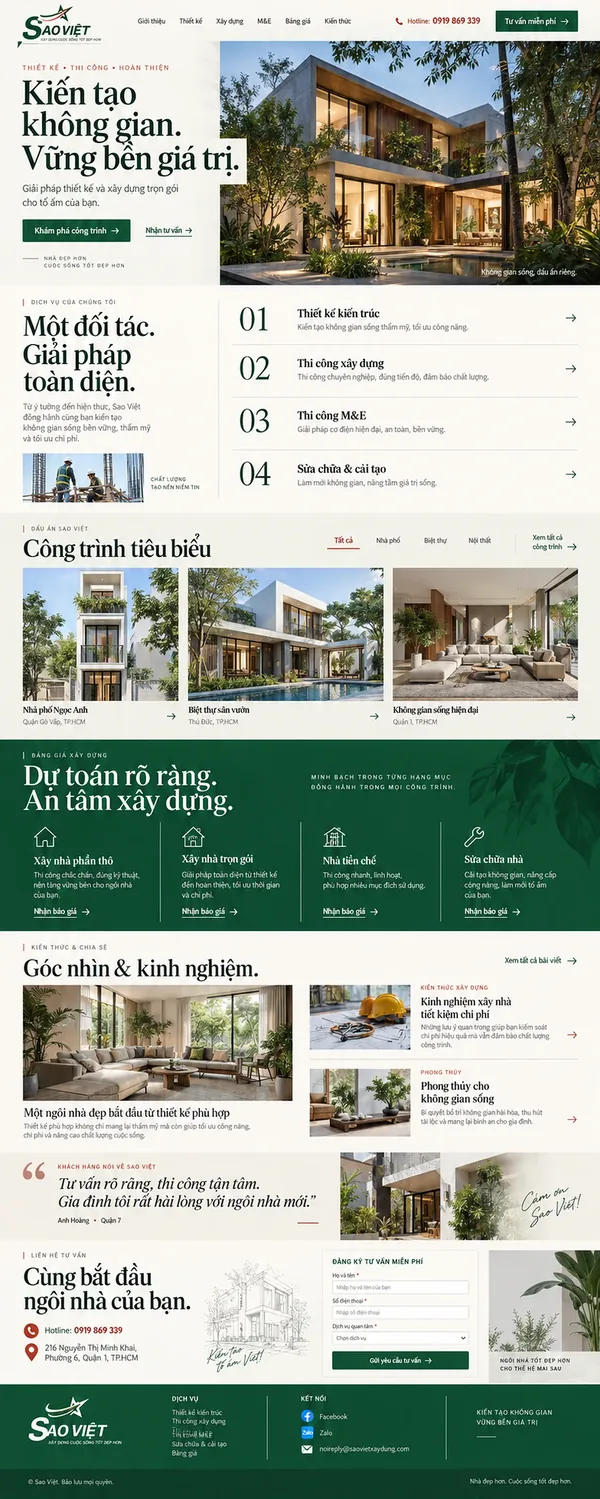 Giao Diện Độc Bản Website Thiết kế, thi công xây dựng – AI-NT04