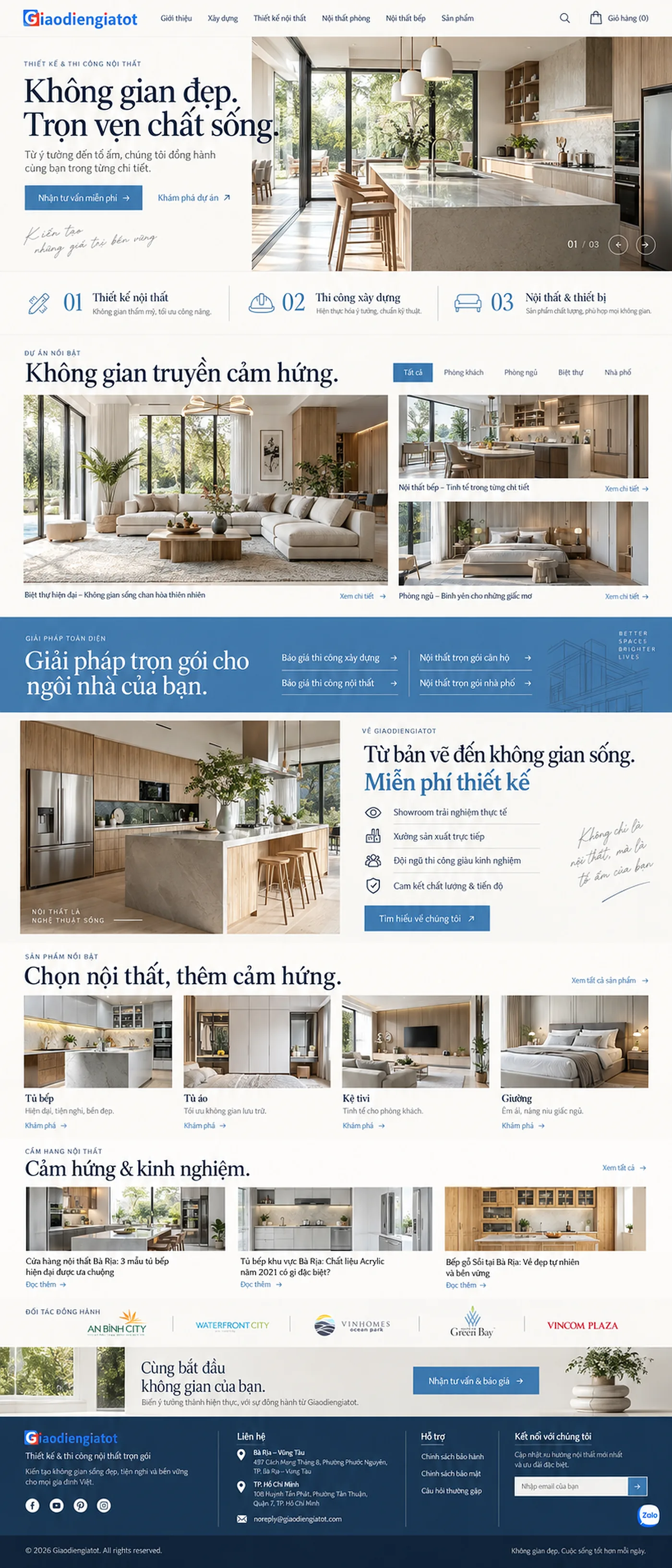 Giao Diện Độc Bản Website Thiết kế thi công nội thất trọn gói – AI-NT08