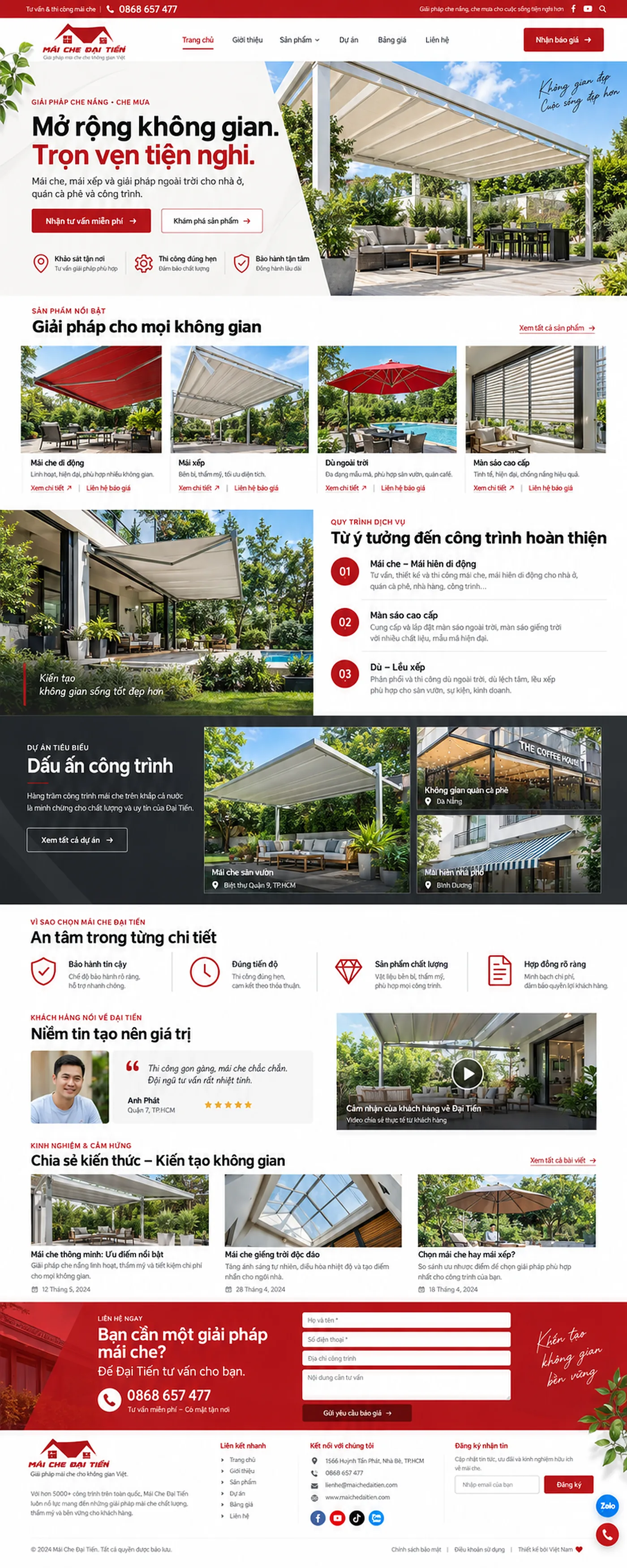 Giao Diện Độc Bản Website Mái che, mái xếp và che nắng – AI-NT19