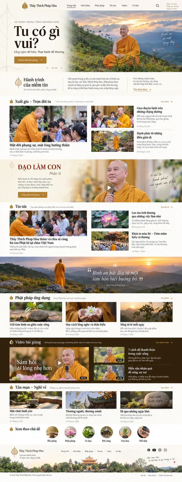 Giao Diện Độc Bản Website Trang Phật pháp, bài giảng và video – AI-TIN02