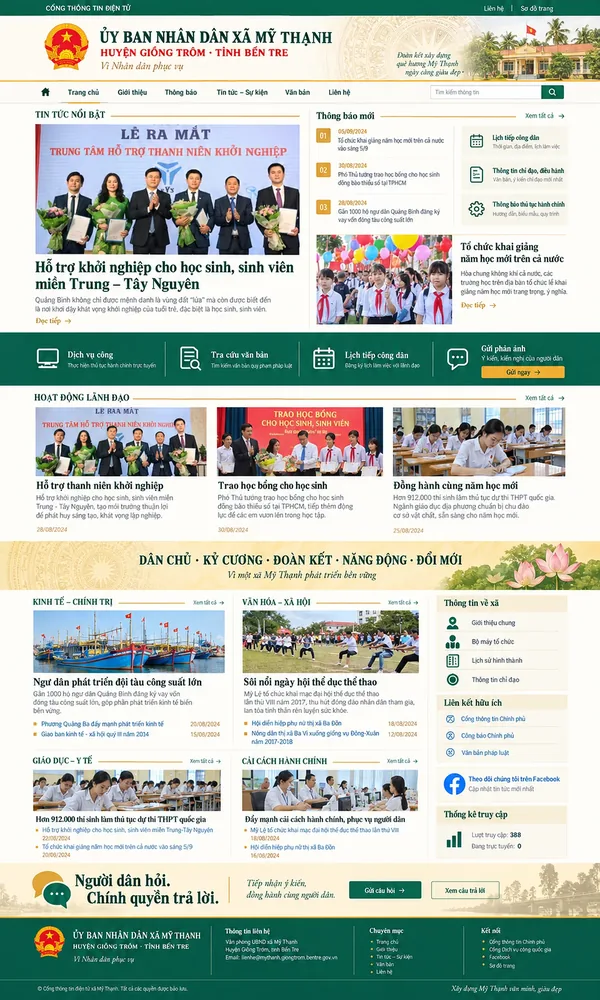 Giao Diện Độc Bản Website Cổng thông tin điện tử xã, phường – AI-TIN03