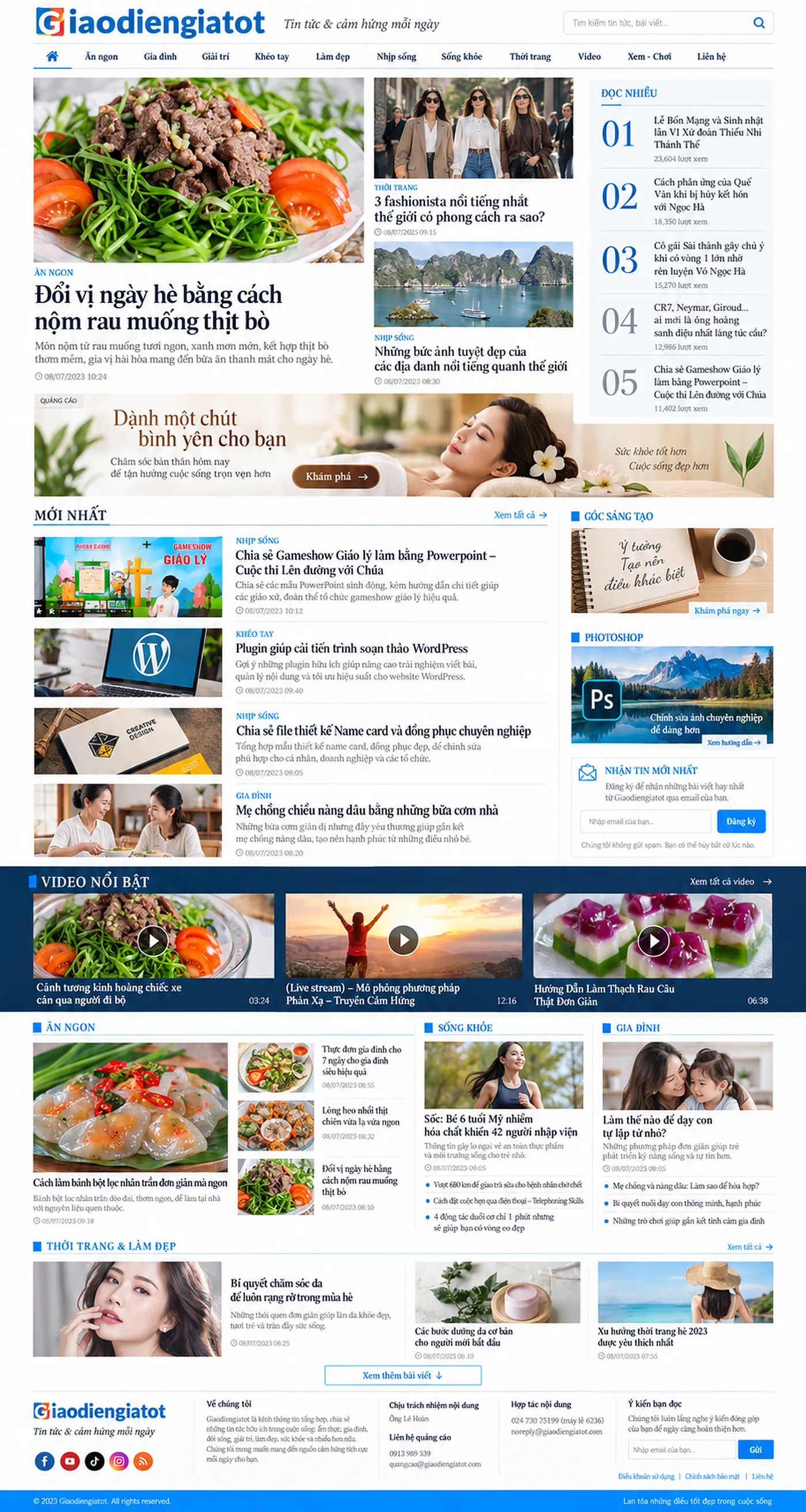 Giao Diện Độc Bản Website Tin tức đời sống tổng hợp – AI-TIN06
