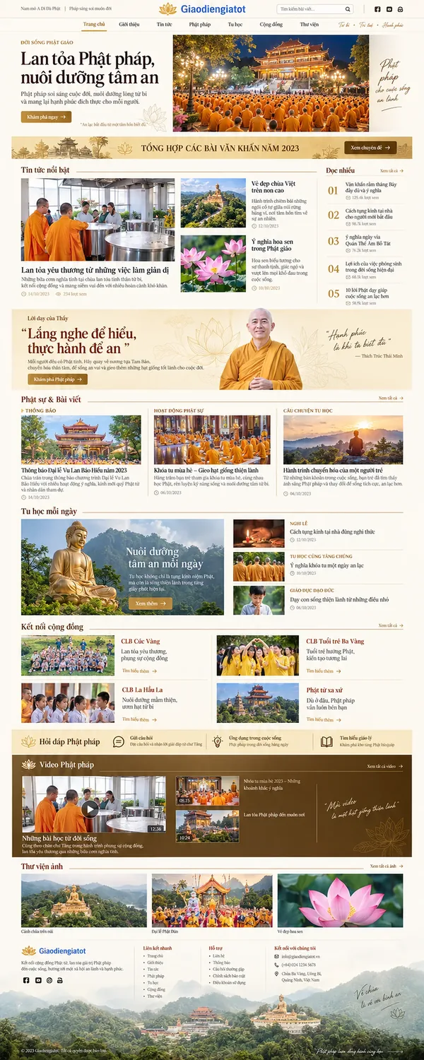 Giao Diện Độc Bản Website Phật pháp và đời sống – AI-TIN08