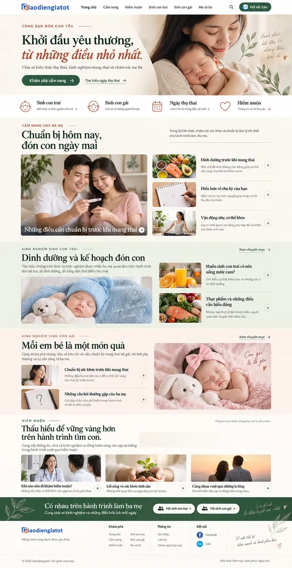 Giao Diện Độc Bản Website Cẩm nang mẹ bầu và chăm con – AI-TIN12
