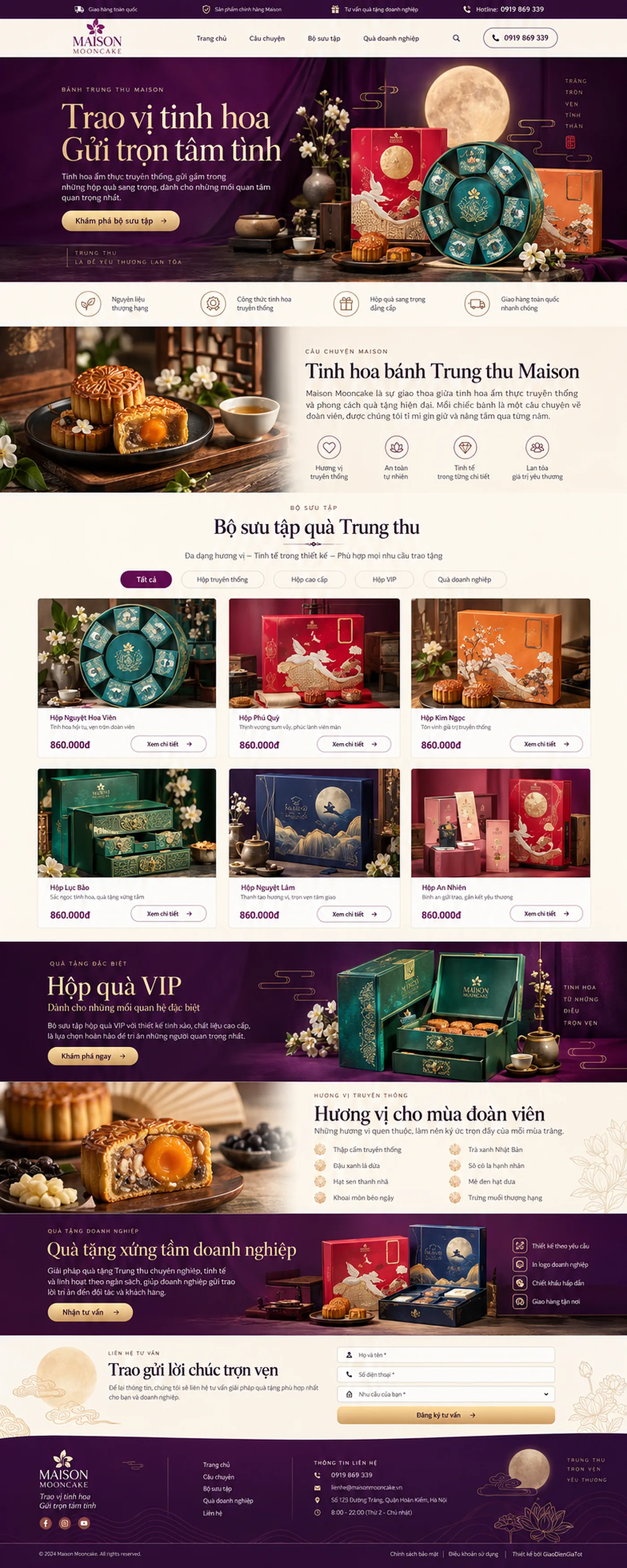 Giao Diện Độc Bản Website Bánh trung thu, bộ sưu tập quà tặng – AI-TP02