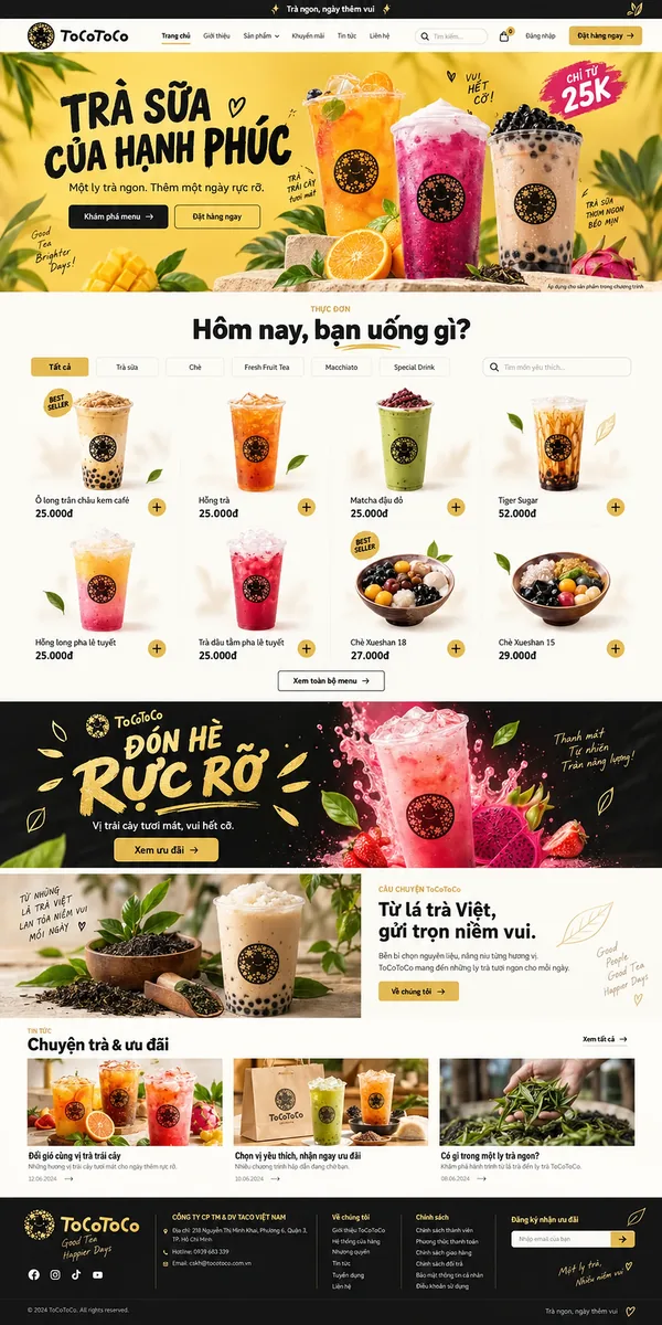 Giao Diện Độc Bản Website Trà sữa, đồ uống và menu – AI-TP05
