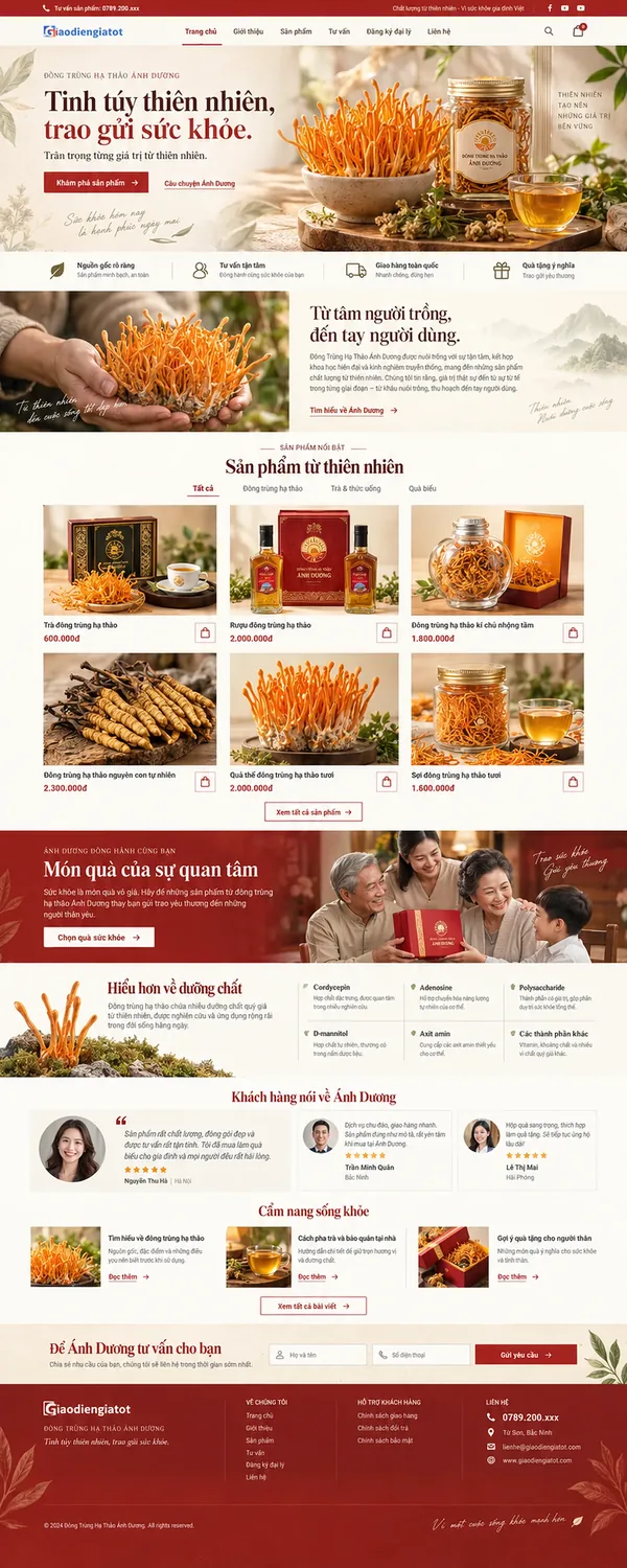 Giao Diện Độc Bản Website Đông trùng hạ thảo và quà biếu – AI-TP10