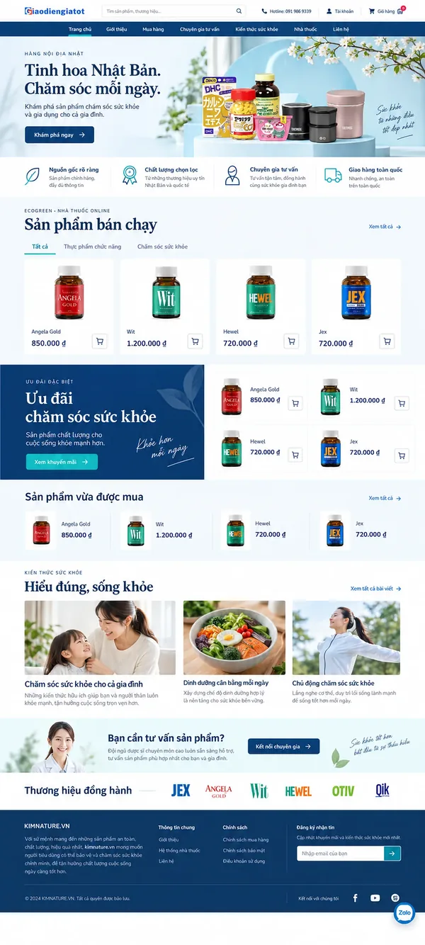 Giao Diện Độc Bản Website Nhà thuốc online, hàng nội địa Nhật – AI-TP11