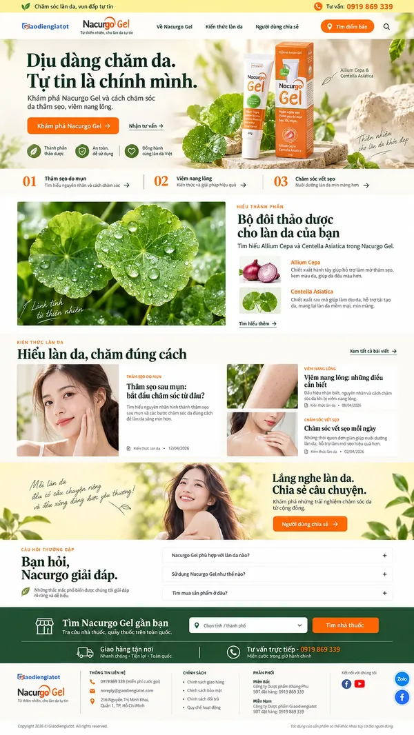 Giao Diện Độc Bản Website Gel chăm da, một sản phẩm chủ lực – AI-TP12