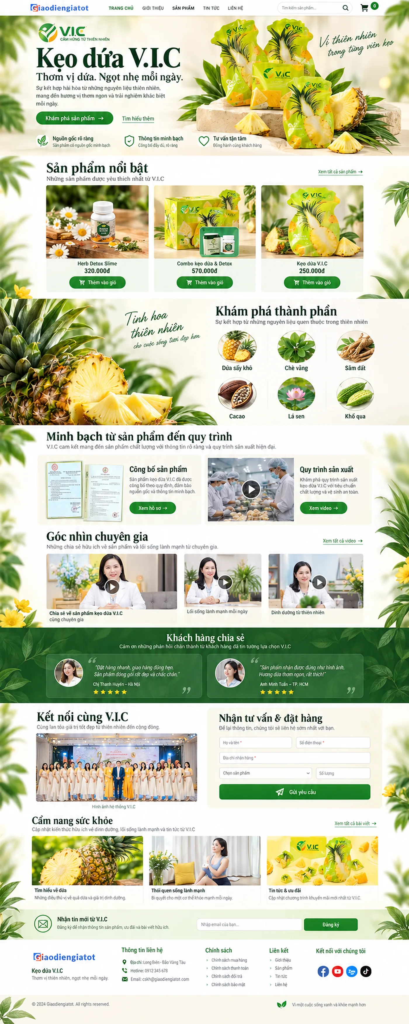 Giao Diện Độc Bản Website Kẹo thảo mộc, đặc sản chế biến – AI-TP16