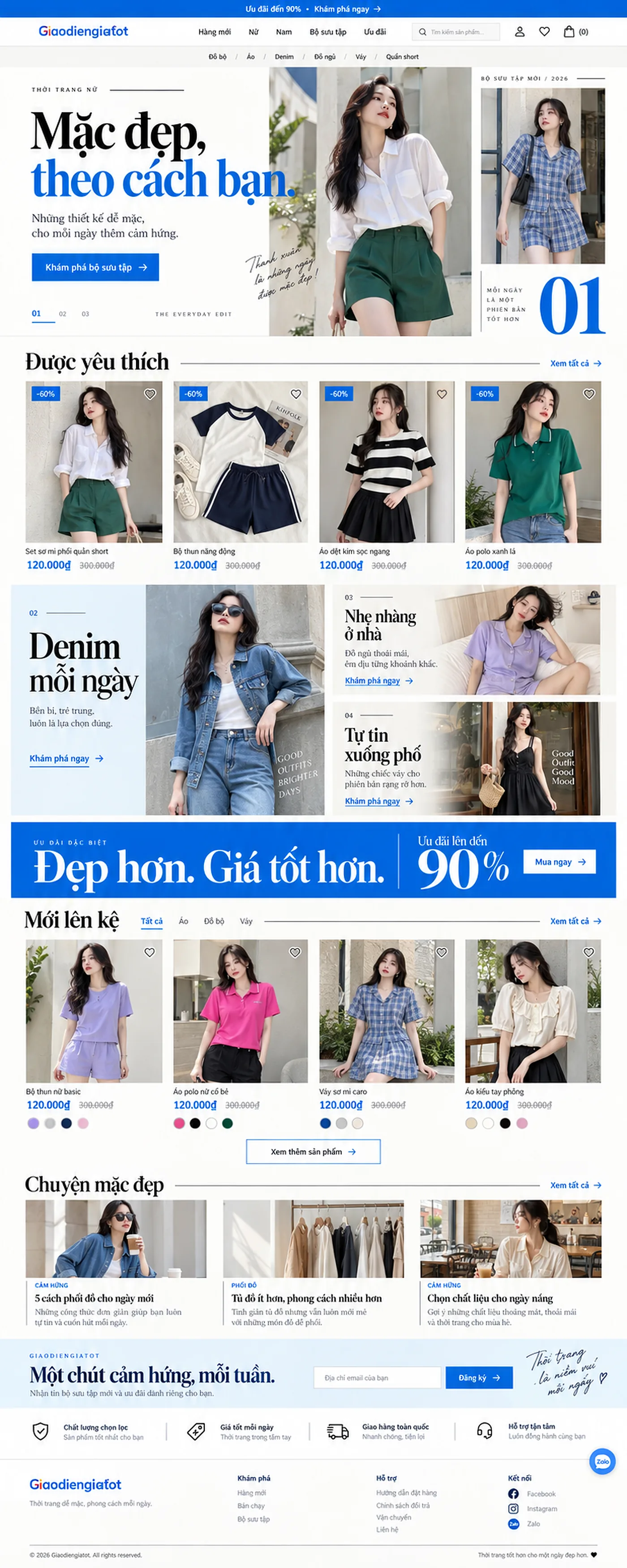 Giao Diện Độc Bản Website Thời trang nữ mặc hằng ngày – AI-TT02
