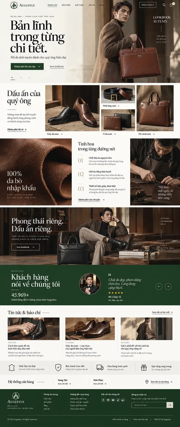 Giao Diện Độc Bản Website Đồ da nam, giày và phụ kiện – AI-TT04