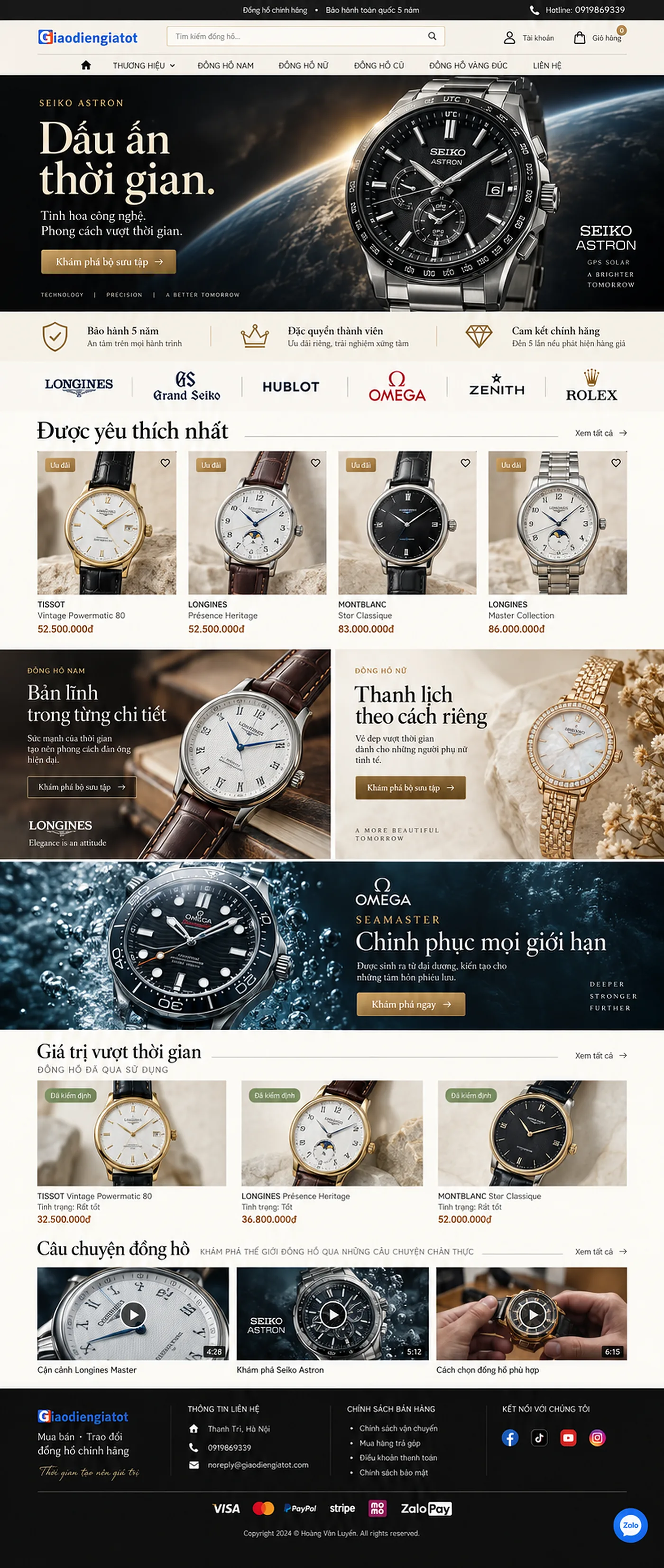 Giao Diện Độc Bản Website Đồng hồ chính hãng – AI-TT05