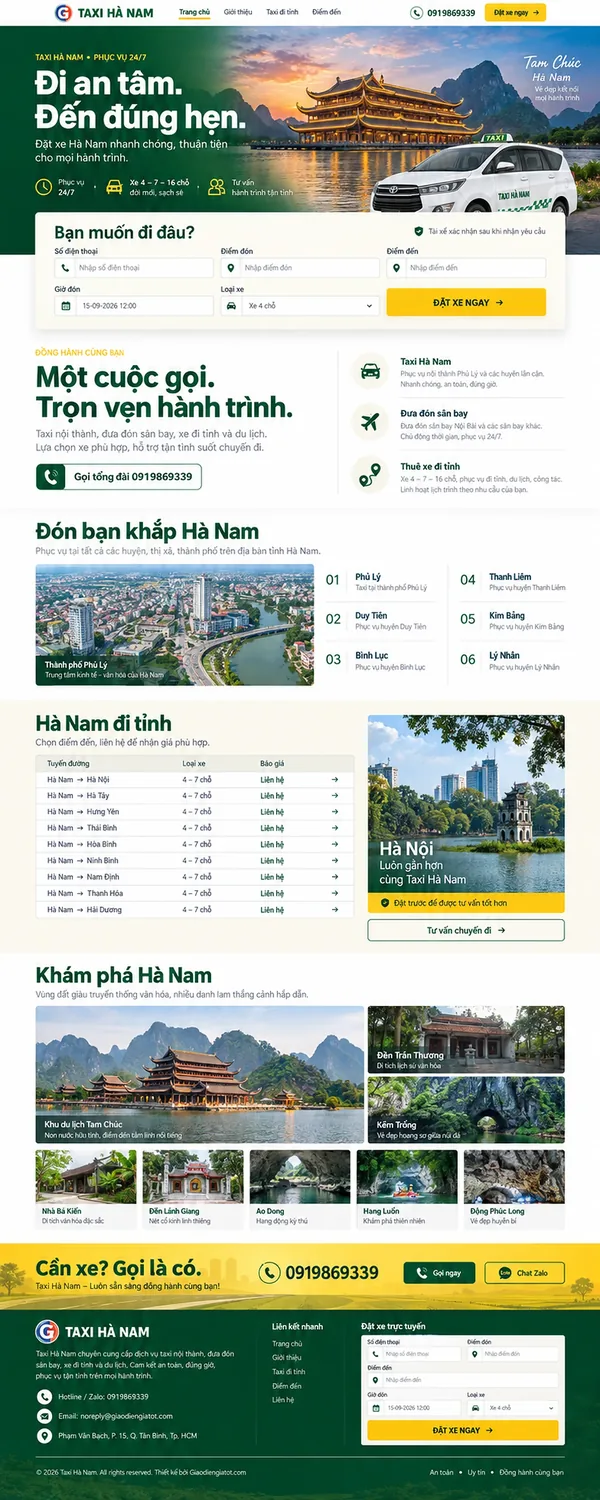 Giao Diện Độc Bản Website Hãng taxi, đặt xe địa phương – AI-XE04