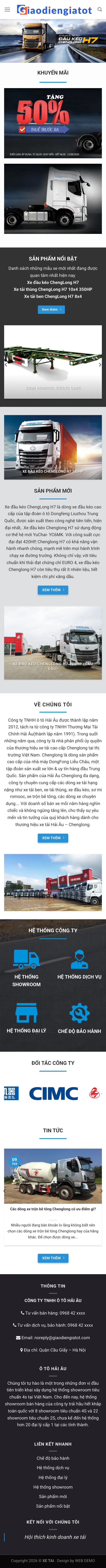 Mẫu Website Đại Lý Xe Tải Nặng, Xe Đầu Kéo – BANXE3 – Trang chủ trên điện thoại