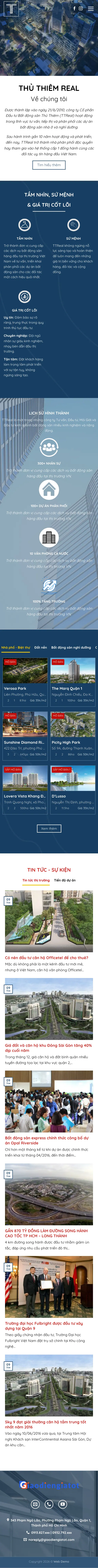 Mẫu Website Công Ty Phân Phối Bất Động Sản – BDS40 – Trang chủ trên điện thoại