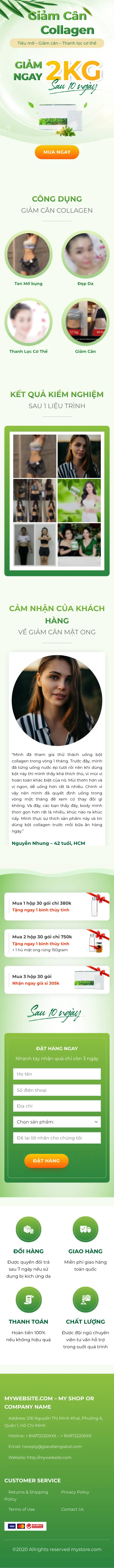 Mẫu Website Landing Page Bột Giảm Cân Collagen – BOTGIAMCAN – Trang chủ trên điện thoại