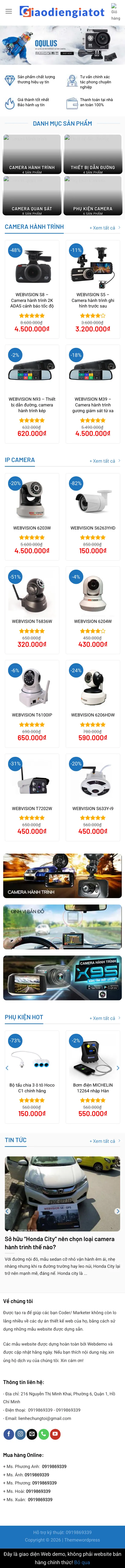 Mẫu Website Shop Camera Hành Trình, Camera IP – CAMERA – Trang chủ trên điện thoại